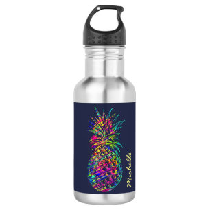 Colorful Trendy Tropical Pineapple Personalised 532 Ml Water Bottle