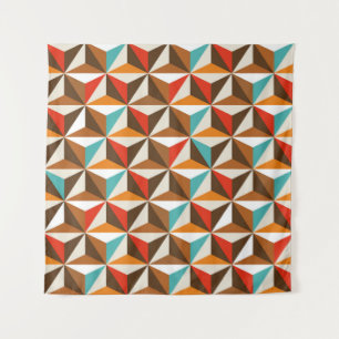 Colorful triangle tiles seamless vintage pattern. tapestry