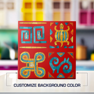 Colorful Tribal Mosaic Art Tile