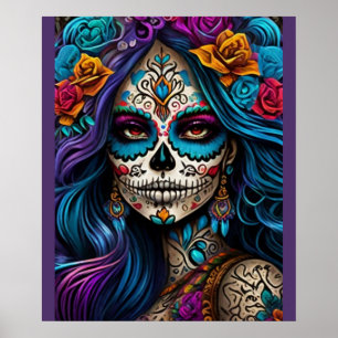 Colorful Tribute: Day of the Dead Makeup Artistry Poster