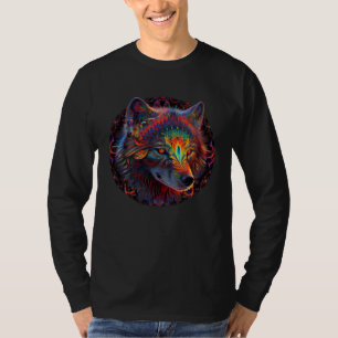 Colorful Trippy Psychedelic Wolf Wildlife Wolf Mou T-Shirt