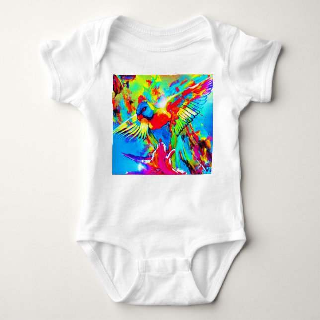 Colorful Tropical Bird baby romper Baby Bodysuit (Front)