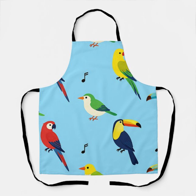 Colorful Tropical Birds Pattern Apron (Front)