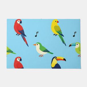 Colorful Tropical Birds Pattern Doormat