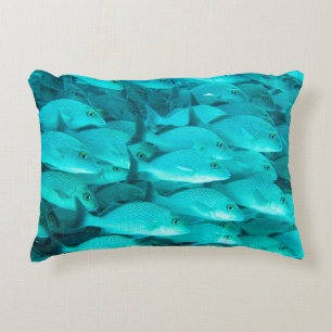Colorful tropical fish and coral reef in the ocean decorative cushion
