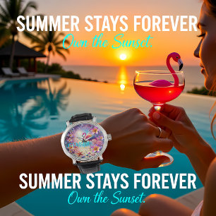 Colorful Tropical Flamingo Sunset Beach Watch