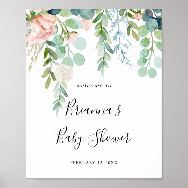 Colorful Tropical Floral Baby Shower Welcome Poster (Front)