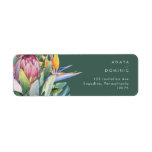 Colorful Tropical Floral | Green Return Address<br><div class="desc">This colorful tropical floral | green return address label is perfect for your modern boho destination, green, purple, peach wedding. Design features an elegant bouquet of classic beach watercolor greenery and flowers that may include sage green eucalyptus, mauve and red protea, blush pink hibiscus, orange and blue bird of paradise,...</div>