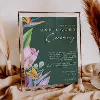 Colorful Tropical Floral Green Unplugged Ceremony