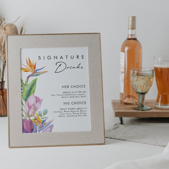 Colorful Tropical Floral | Signature Drinks Poster (Creator Uploaded)