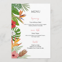 Colorful Tropical Floral Wedding Menu