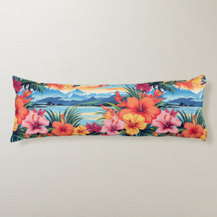 Colorful Tropical Flowers & Landscape Body Cushion
