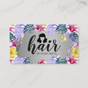 Colorful Tropical Flowers Plants   Hair Business Card