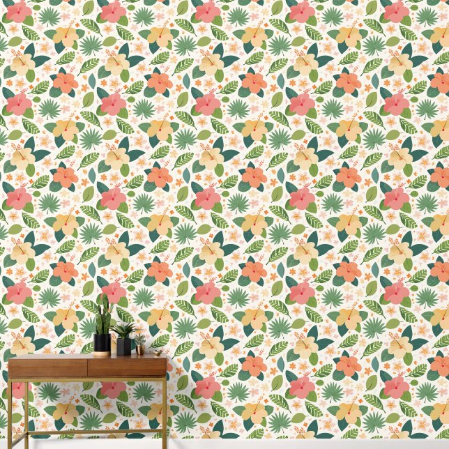 colorful tropical flowers wallpaper (Hallway)