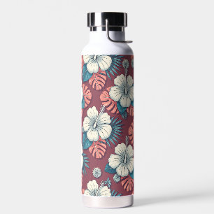 Colorful tropical flowers water bottle