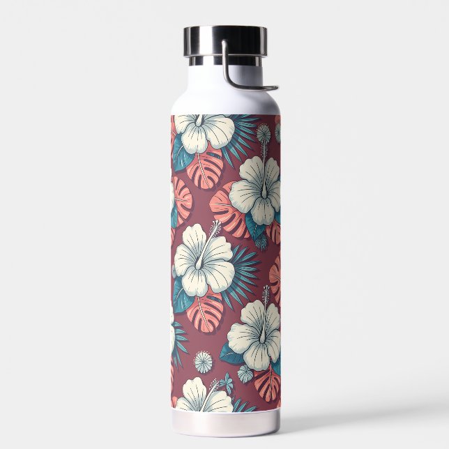 Colorful tropical flowers water bottle (Left)