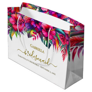 Colorful Tropical Garden Floral Wedding Bridesmaid Large Gift Bag