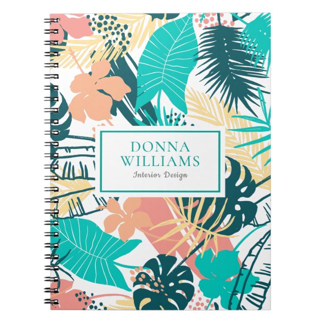 Colorful tropical leaves college notebook (Front)