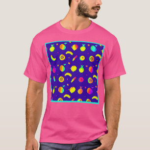 Colorful Tropical Neon Fruit Pattern T-Shirt