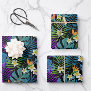 Colorful Tropical Paradise Plants Wrapping Paper Sheet