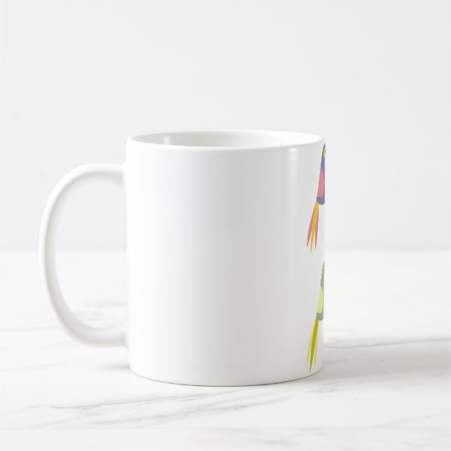 Colorful tropical parrot pattern coffee mug (Left)