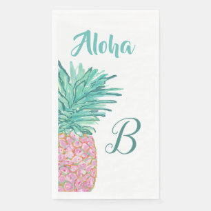 Colorful Tropical Pineapple Monogram Napkin
