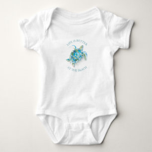 Colorful Tropical Sea Turtle Unique Art Baby Bodysuit