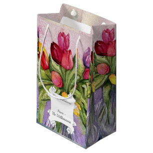 Colorful Tulip Bouquet Small Gift Bag