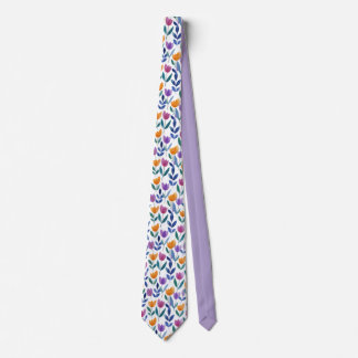 Colorful Tulip Floral Pattern Tie