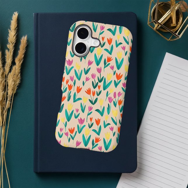 Colorful Tulip Pattern Cute Floral Spring (Colorful Tulip Pattern Cute Floral Spring iPhone Case)