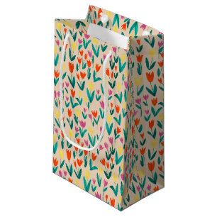 Colorful Tulip Pattern Cute Floral Spring Small Gift Bag