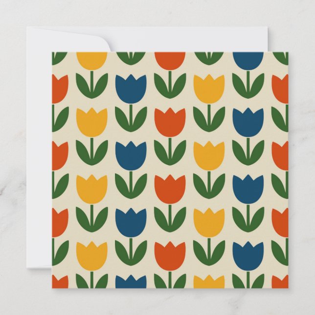 Colorful Tulip Pattern Invitation (Front)