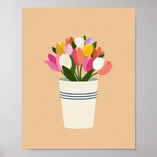 Colorful Tulips In A Vase Poster