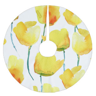Colorful Tulips Watercolor: Seamless Illustration Brushed Polyester Tree Skirt
