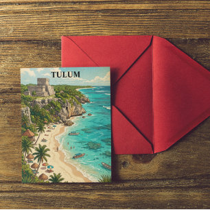 Colorful Tulum Mexico Vacation Retro Travel Postcard
