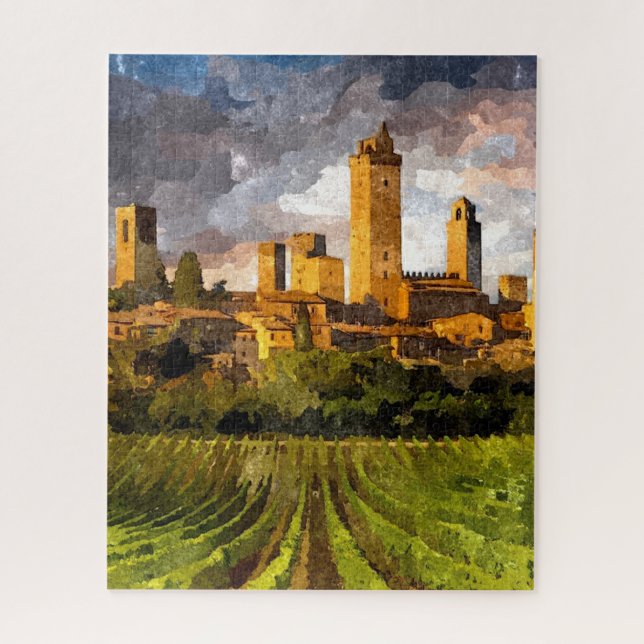 Colorful Tuscany Castle Aquarelle Art Painting Jigsaw Puzzle (Vertical)