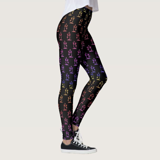 Colorful Tweety Pattern in Black Trendy Teen Leggings (Right)