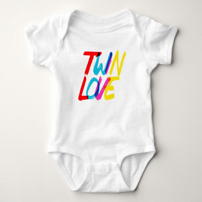 Colorful Twin Love Baby Bodysuit (Front)