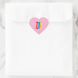 Colorful Twin Love  Heart Sticker