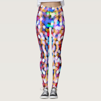 Colorful twinkling lights pattern leggings