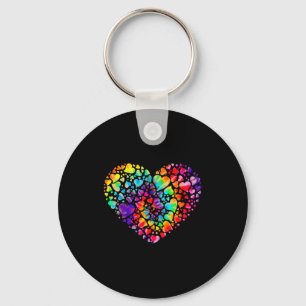 Colorful Tye Dye Die Tie Heart Valentines Day Gift Key Ring