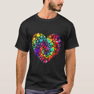 Colorful Tye Dye Die Tie Heart Valentines Day Gift T-Shirt