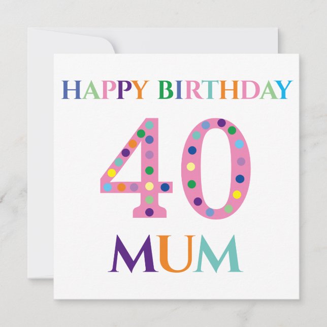Colorful Typography Happy Birthday Mom Card (Front)