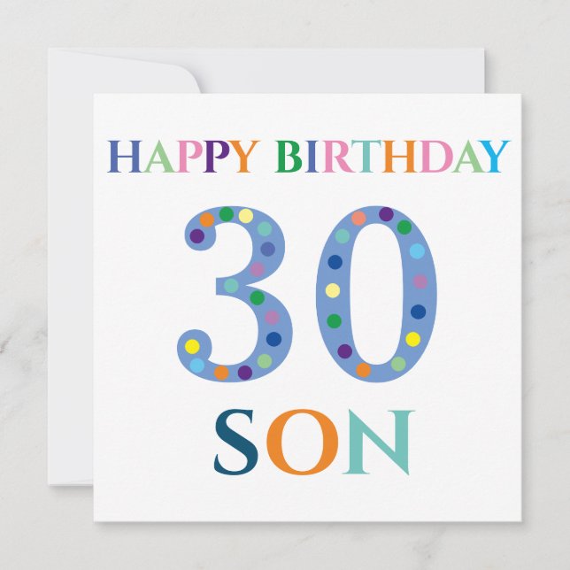 Colorful Typography Happy Birthday Son  Card (Front)