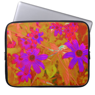 Colorful Ultra-Violet, Magenta and Red Wildflowers Laptop Sleeve