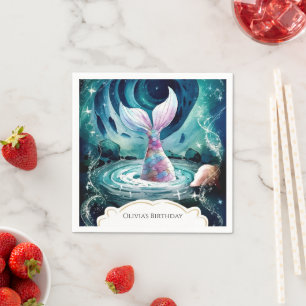 Colorful Under the Sea Mermaid Birthday Napkin