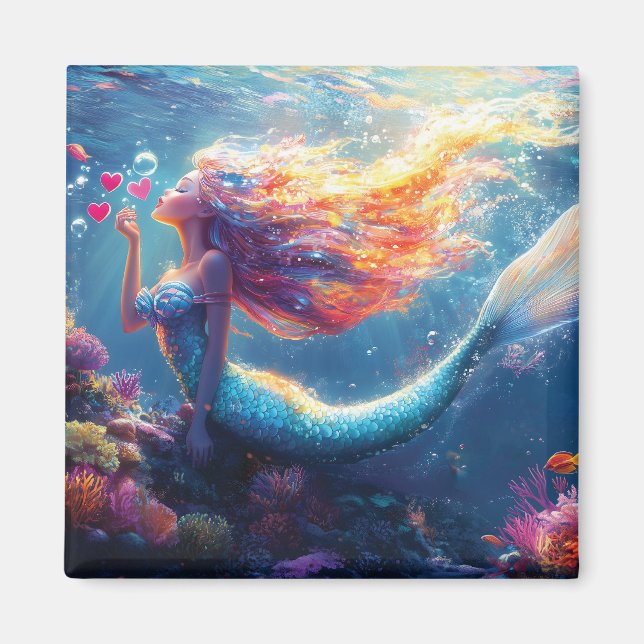 Colorful Underwater Mermaid Illustration  Magnet (Front)