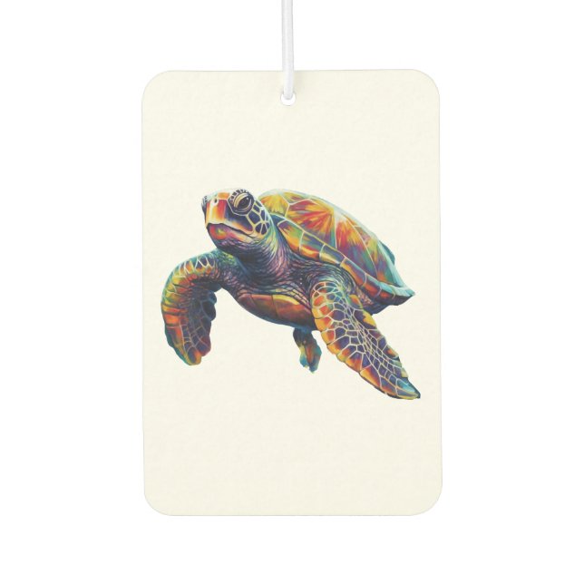 Colorful underwater sea turtle dreamlike beautiful car air freshener (Front)