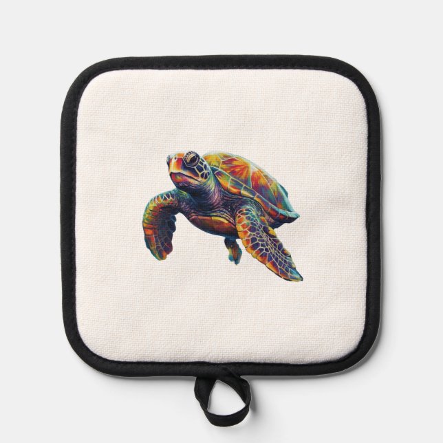 Colorful underwater sea turtle dreamlike beautiful pot holder (Front)