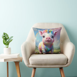 Colorful Unicorn Baby Pig Acrylic Art, Cushion